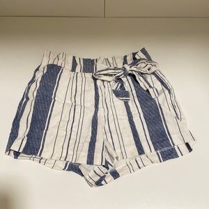 Womens striped linen shorts